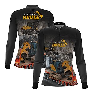 Camisa Máquina Pesada Feminina Brk Cinza Terraplanagem com Proteção UV50+
