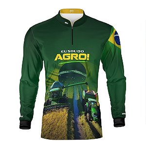 Camisa Agro Brk Verde Eu Sou do Agro Safra Verde e Amarela com Proteção UV50+