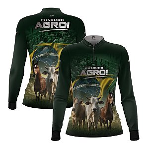 Camisa Feminina Brk Verde Eu Sou do Agro Pecuária  com Proteção Solar UV50+