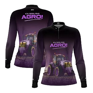 Camisa Feminina Brk Eu Sou do Agro Roxa com Proteção Solar UV50+