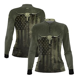 Camisa Agro Feminina Brk Skull Longhorn com Proteção UV50+