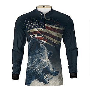 Camisa Brk Javali Bandeira EUA com Proteção UV50+