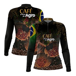 Camisa Agro Feminina Brk A Força do Agro Café com Proteção UV50+