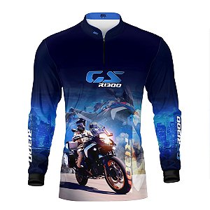 Camisa de Motociclismo Brk Azul GS R1300 com Proteção UV50+