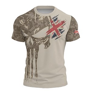 Camiseta Caveira Militar Brk Bege USA com Proteção UV50+
