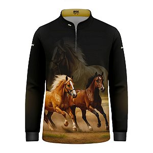 Camisa Agro Infantil Brk Cavalos com Proteção UV50+
