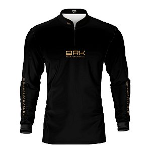 Camisa de Pesca Brk Pescador Patriota Preta e Bege com Proteção UV50