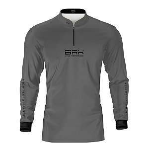 Camisa de Pesca Brk Pescador Patriota Cinza e Preta com Proteção UV50