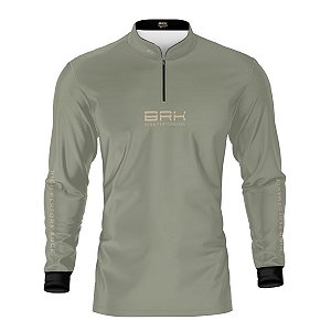 Camisa de Pesca Brk Pescador Patriota Caqui e Bege com Proteção UV50