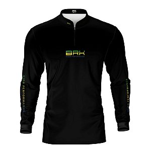 Camisa de Pesca Brk Pescador Patriota Preta Gradiente Brasil com Proteção UV50