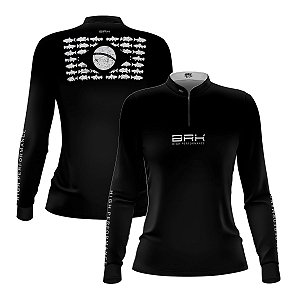 Camisa de Pesca Feminina Brk Pescador Patriota Preta e Branca com Proteção UV50