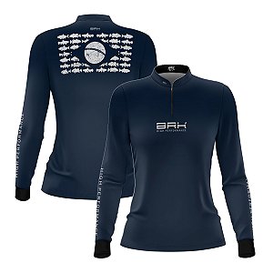 Camisa de Pesca Feminina Brk Pescador Patriota Azul e Branca com Proteção UV50