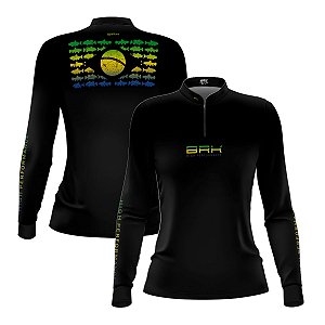 Camisa de Pesca Feminina Brk Pescadora Patriota Preta Brasil com Proteção UV50