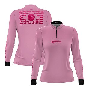 Camisa de Pesca Feminina Brk Pescadora Patriota Rosa Gradiente com Proteção UV50