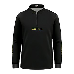 Camisa de Pesca Infantil Brk Pescador Patriota Preta Brasil com Proteção UV50