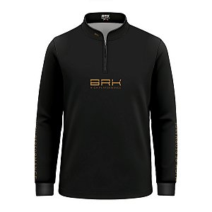 Camisa de Pesca Infantil Brk Pescador Patriota Preta e Bege com Proteção UV50