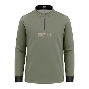 Camisa de Pesca Infantil Brk Pescador Patriota Caqui e Bege com Proteção UV50