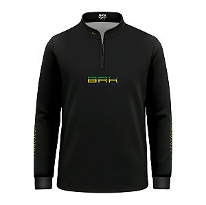Camisa de Pesca Infantil Brk Pescadora Patriota Preta Brasil com Proteção UV50