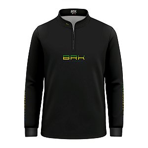 Camisa de Pesca Infantil Brk Pescador Patriota Preta Gradiente Brasil com Proteção UV50