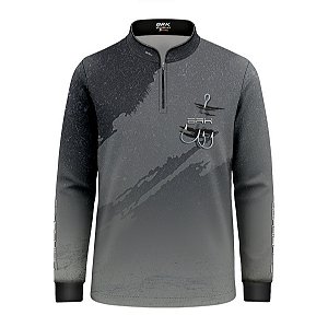 Camisa de Pesca Infantil Brk Cinza Grafismo Garateia com Proteção UV50+