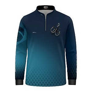 Camisa de Pesca Infantil Brk Azul Claro Escamas Bandeira do Brasil Garateia com Proteção UV50+