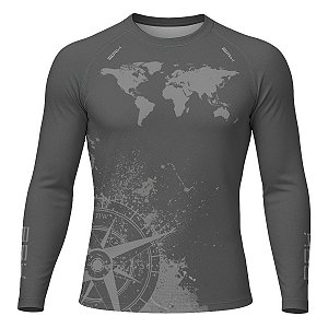 Camisa Segunda Pele Brk Discovery Cinza Rosa dos Ventos com Proteção UV50