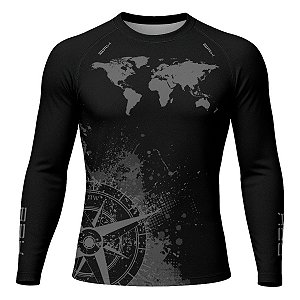 Camisa Segunda Pele Brk Discovery Preto Rosa dos Ventos com Proteção UV50