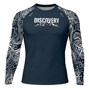 Camisa Segunda Pele Brk Discovery Azul Escuro Montanha com Proteção UV50
