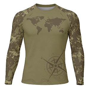 Camisa Segunda Pele Brk Discovery Bege Bussola Topografia com Proteção UV50