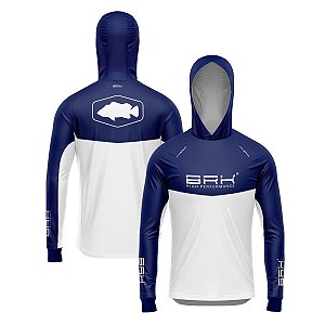 Camisa de Pesca Brk com Capuz Hybrid Blue Fishing com Proteção Solar UV50+