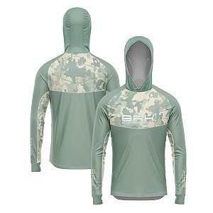 Camisa de Pesca Brk com Capuz Hybrid Camu Selva com Proteção Solar UV50+