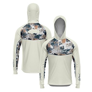 Camisa de Pesca Brk com Capuz Hybrid Camuflagem Fishing com Proteção Solar UV50+