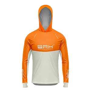 Camisa de Pesca Brk com Capuz Hybrid Laranja com Proteção Solar UV50+