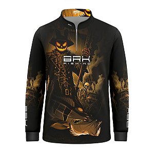Camisa de Pesca Infantil Brk Halloween Peixe e Caveira com Proteção UV50