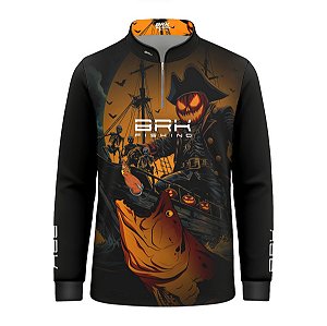 Camisa de Pesca Infantil Brk Halloween Barco Pirata com Proteção UV50