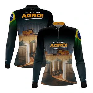 Camisa UV50 Agro Feminina Brk Eu Sou do Agro Silo de Grão