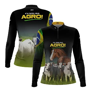 Camisa UV50 Agro Feminina Brk Eu Sou do Agro Animais Pecuária Brasil