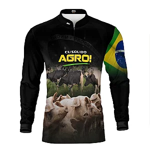 Camisa UV50 Agro Brk Eu Sou do Agro Vacas e Porcos