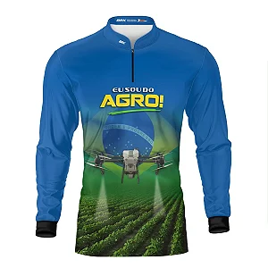 Camisa UV50 Agro Brk Eu Sou do Agro Azul Drone