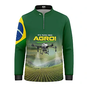 Camisa UV50 Agro Infantil Brk Eu Sou do Agro Verde Drone