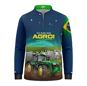 Camisa UV50 Agro Infantil Brk Eu Sou do Agro Azul Brasil