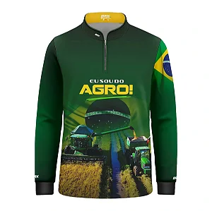 Camisa UV50 Agro Infantil Brk Eu sou do Agro Verde Brasil