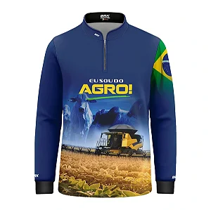 Camisa UV50 Agro Infantil Brk Eu sou do Agro Amarela Colheitadeira