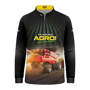 Camisa UV50 Agro Infantil Brk Eu sou do Agro Vermelha Colheitadeira