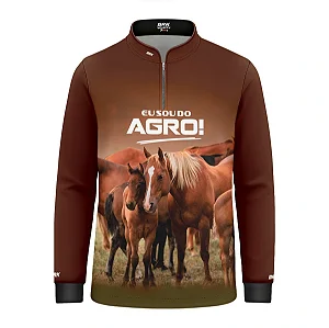 Camisa UV50 Agro Infantil Brk Eu Sou do Agro Azul Brasil