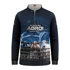 Camisa UV50 Agro Infantil Brk Eu Sou do Agro Azul Pecuária Brasil