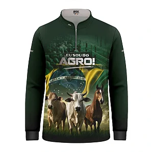 Camisa UV50 Agro Infantil Brk Eu Sou do Agro Verde Pecuária Brasil