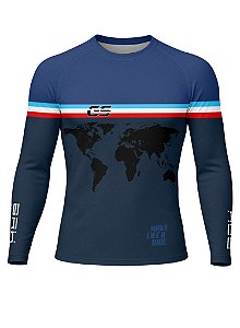 Camisa UV50 Segunda Pele Brk GS Adventure Mapa Mundi Azul