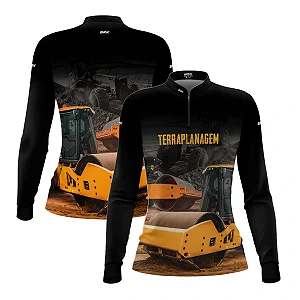 Camisa Agro Feminina Brk Terraplanagem Rolo Compactor com Proteção UV50