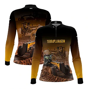 Camisa Agro Feminina Brk Terraplanagem Motoniveladora com Proteção UV50